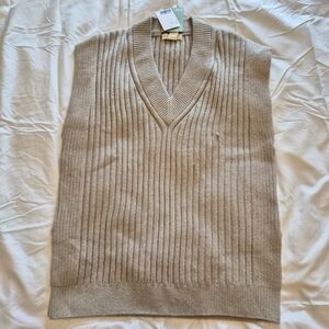 H&M Beige Ribbed V-Neck Oversized Sweater Vest Size XS